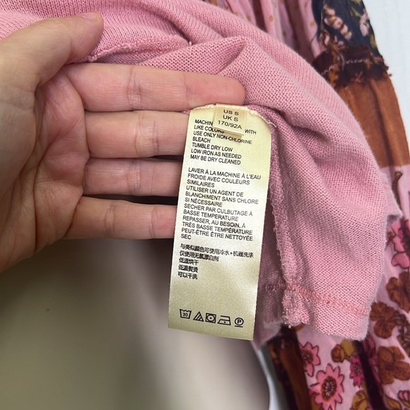 Free People - Light Magic Boho Pink Vintage Button  Henley Blouse Size Medium - Picture 9 of 14